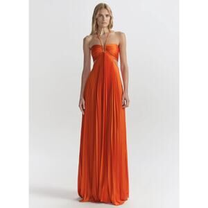 ALC Moira Satin Pleated Maxi Dress Persimmon